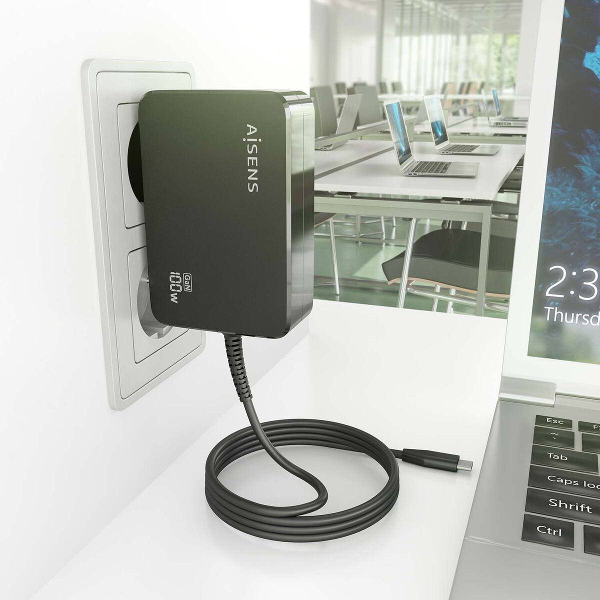 Picture of Laptop Charger Aisens ASCH-1PD100WL50-BK 1,8 m