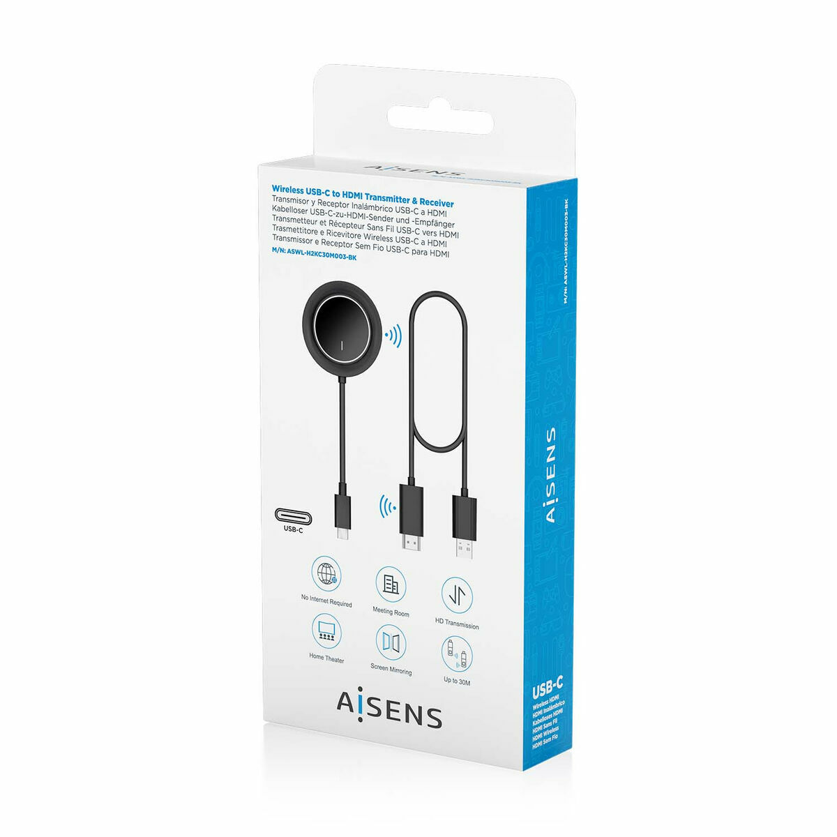 Picture of USB-C to HDMI Cable Aisens ASWL-H2KC30M003-BK Black