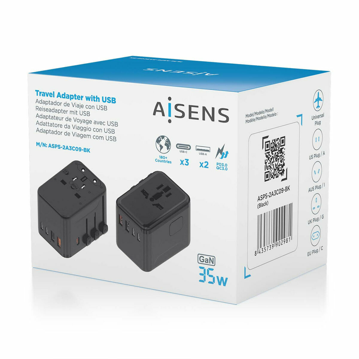 Bild von Wall Charger Aisens ASPS-2A3C09-BK Black
