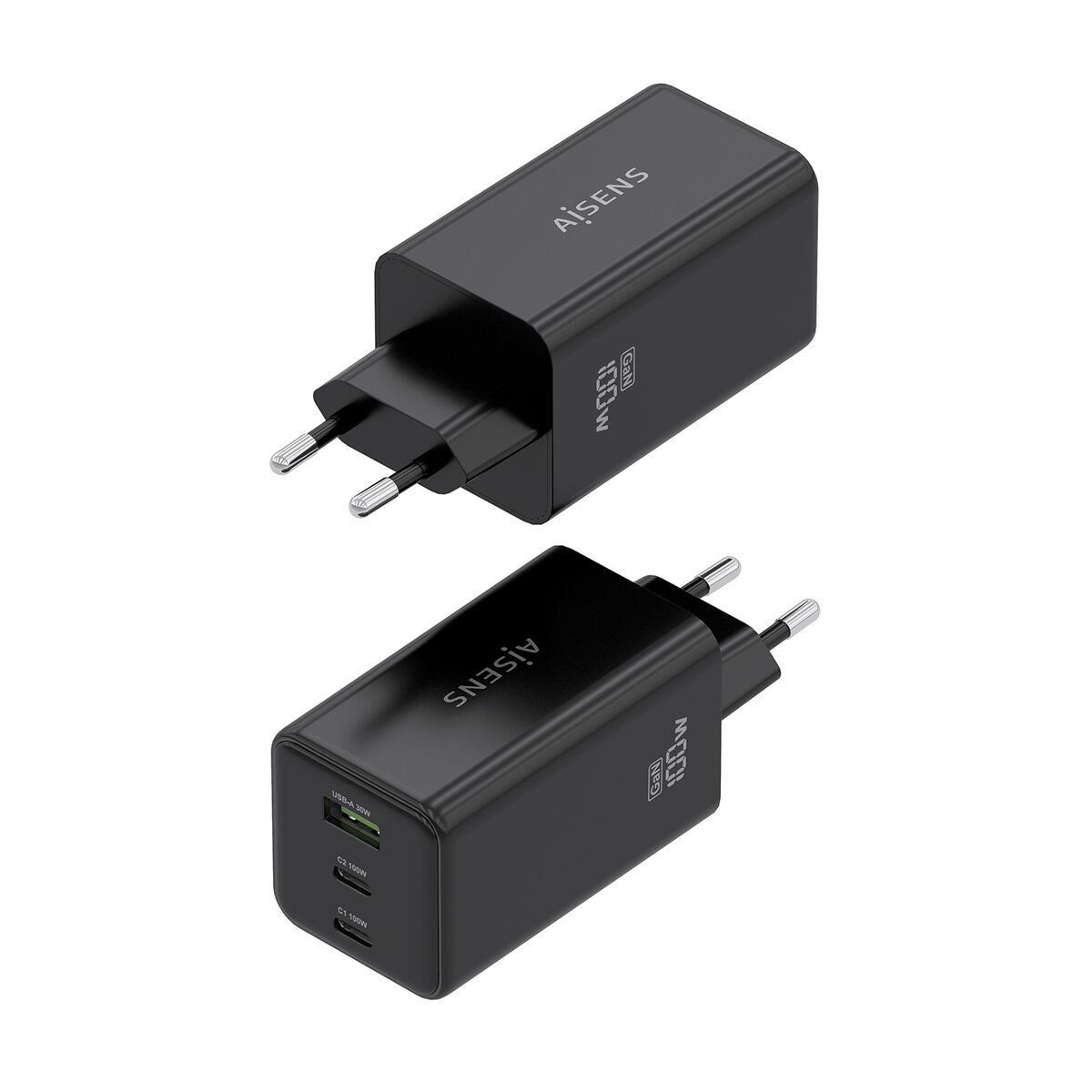 Bild von Wall Charger Aisens GAN Black 100 W