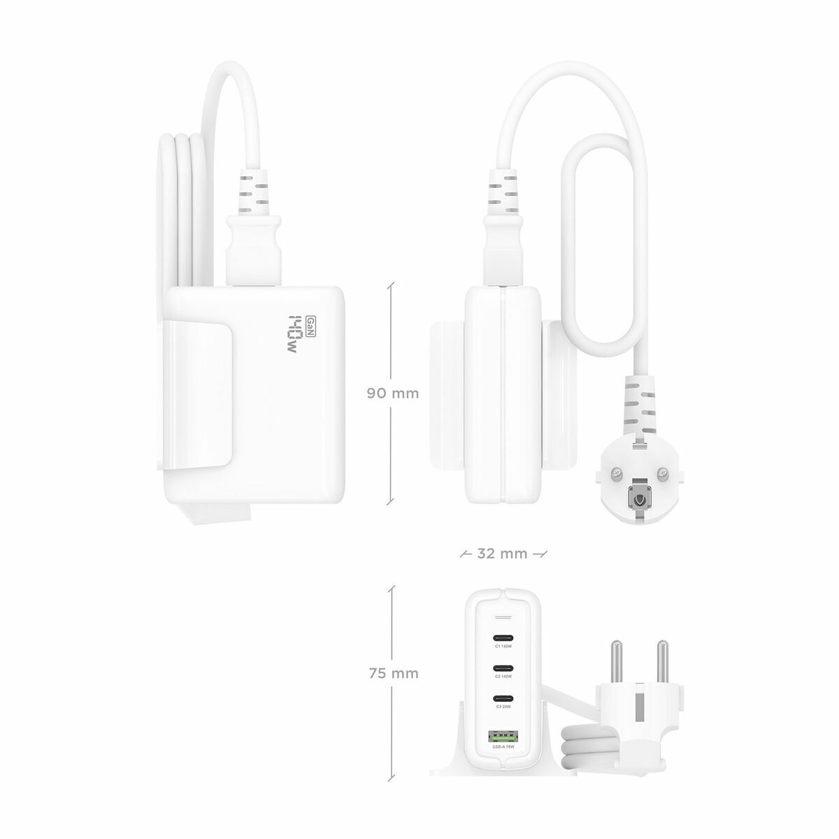 Picture of Wall Charger Aisens GAN White 140 W