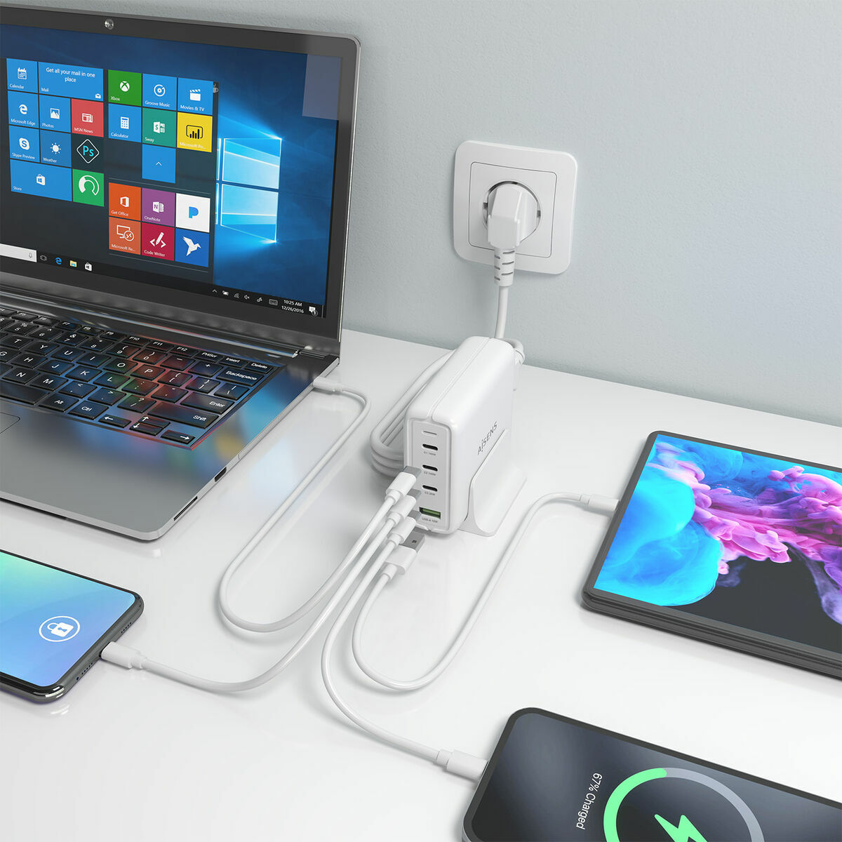 Picture of Wall Charger Aisens GAN White 140 W