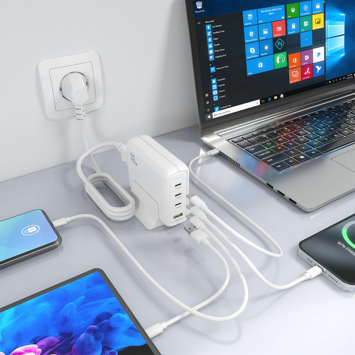 Picture of Wall Charger Aisens GAN White 140 W