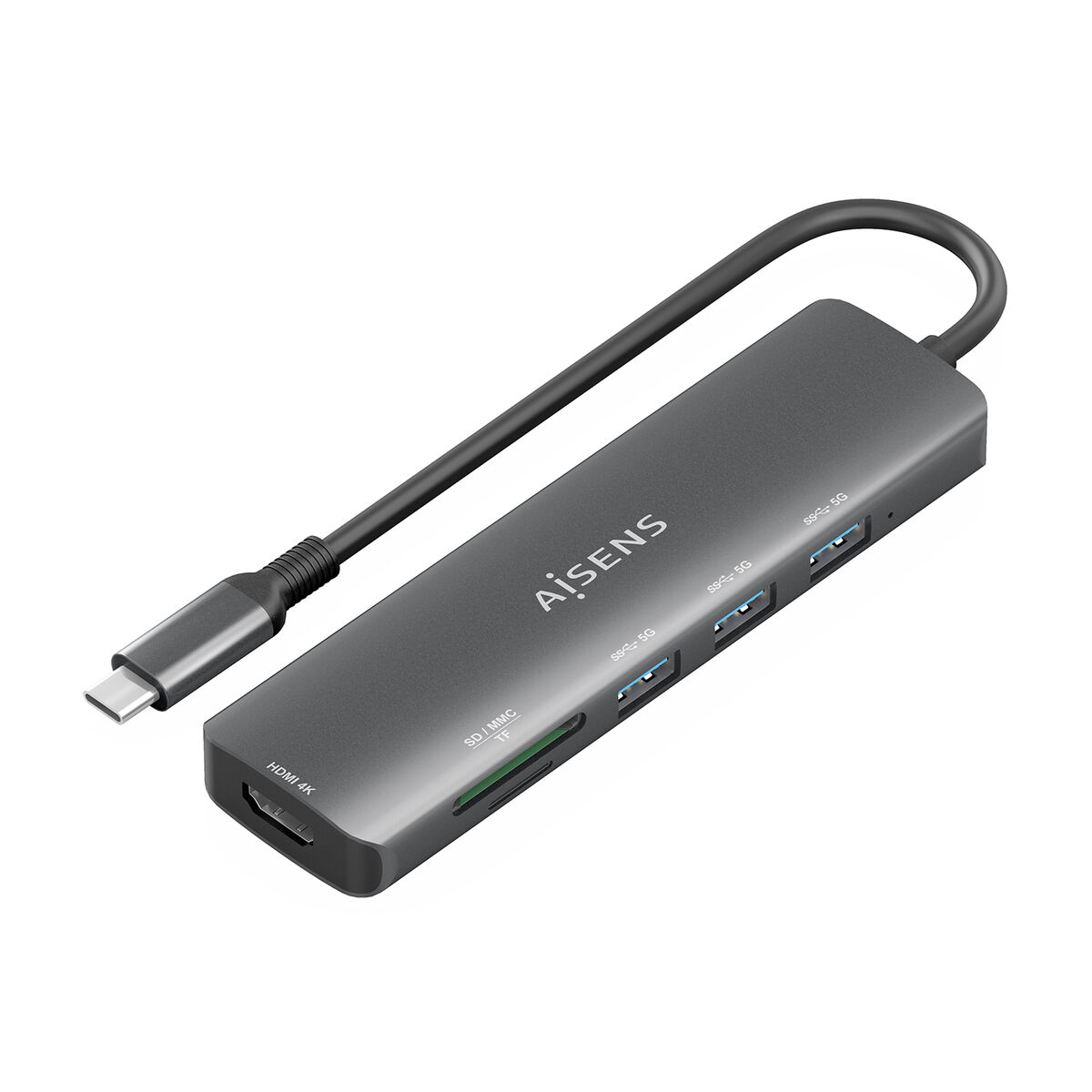 Picture of USB Hub Aisens USB-C DOCK 6 EN 1 Grey