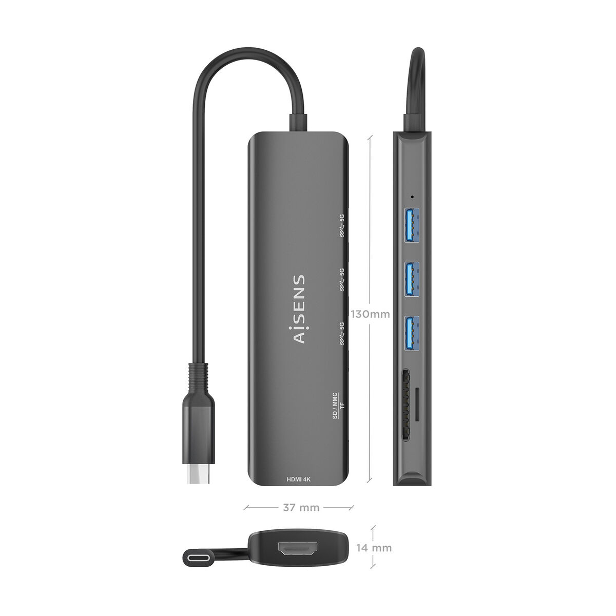 Afbeeldingen van USB Hub Aisens ASUC-6P024-GR
