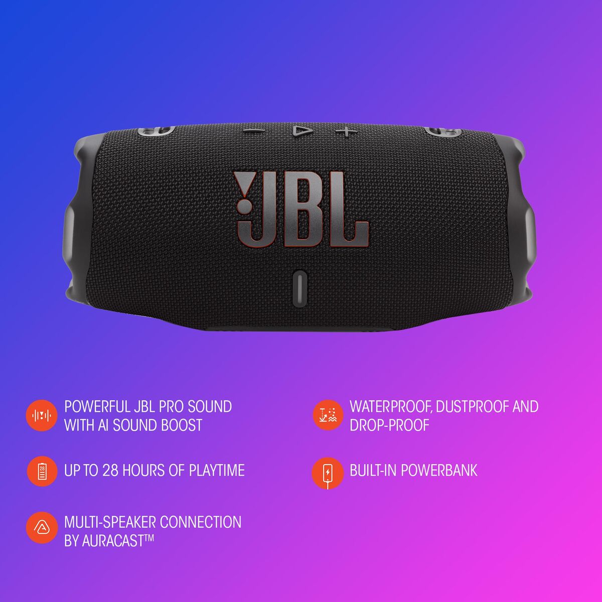 Picture of Portable Bluetooth Speakers JBL JBLCHARGE6SQUAD Printed