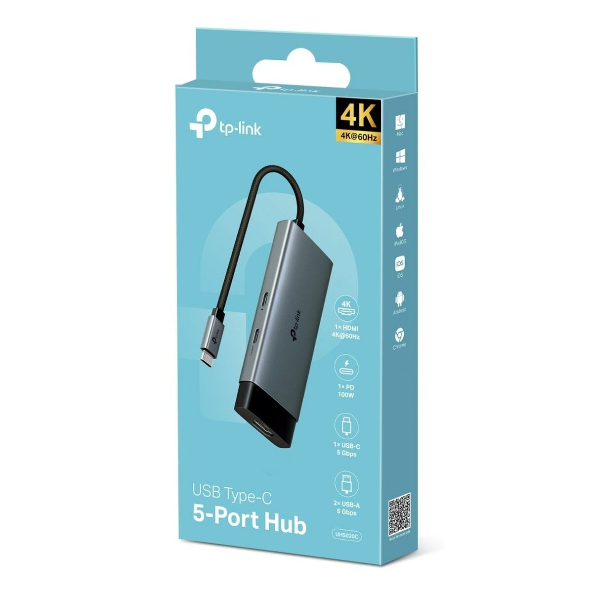 Image secondaire de Câble USB TP-Link UH5020C 100 W Noir Gris