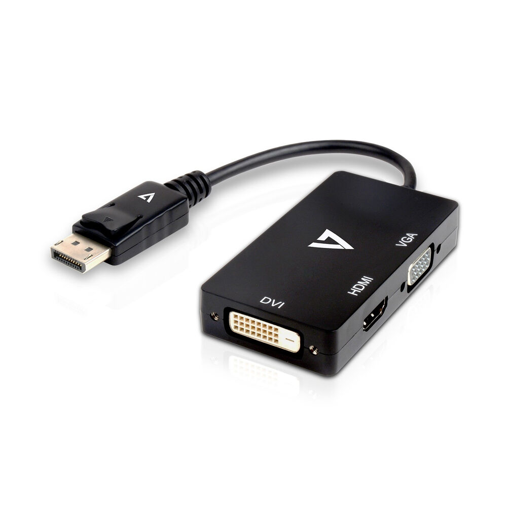 Adaptateur Mini DisplayPort vers VGA/DVI/HDMI V7 V7DP-VGADVIHDMI-1E   Noir