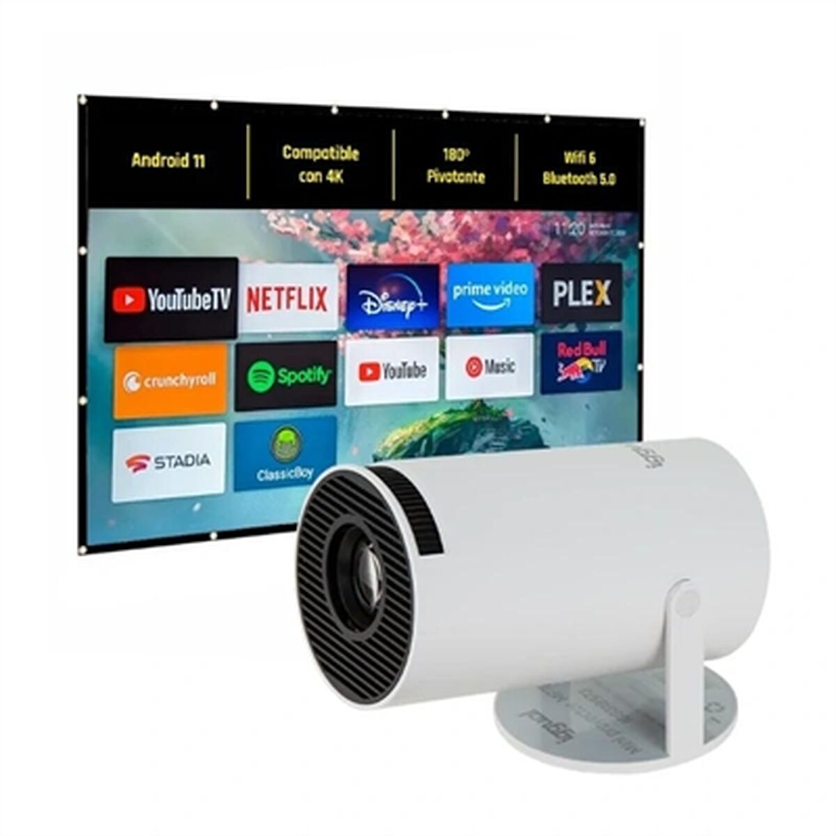 Afbeeldingen van Projector iggual Pack mini proyector + pantalla 120" plegabl HD 1280 x 720 px