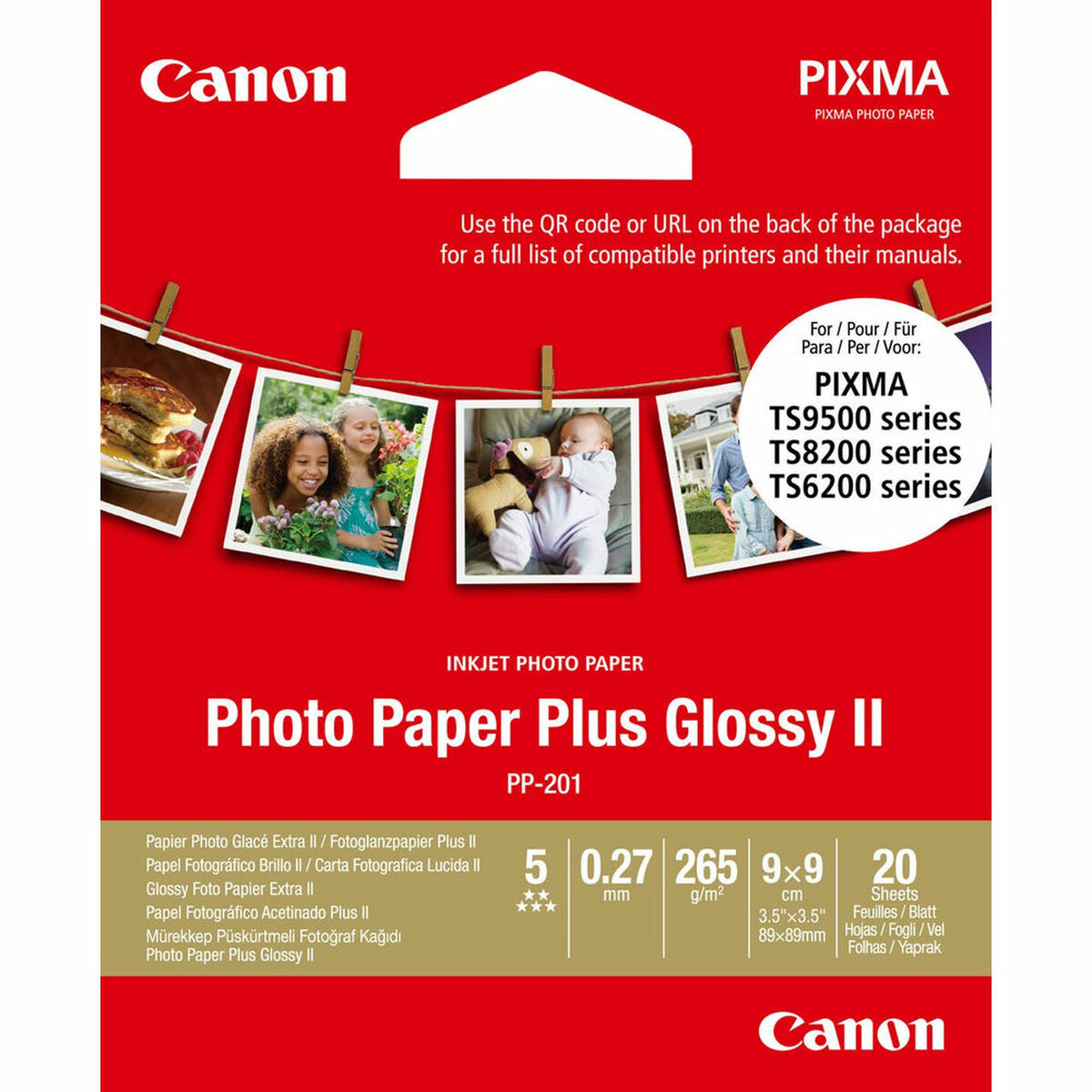 Glossy fotopapir Canon Plus Glossy II 9 x 9 cm