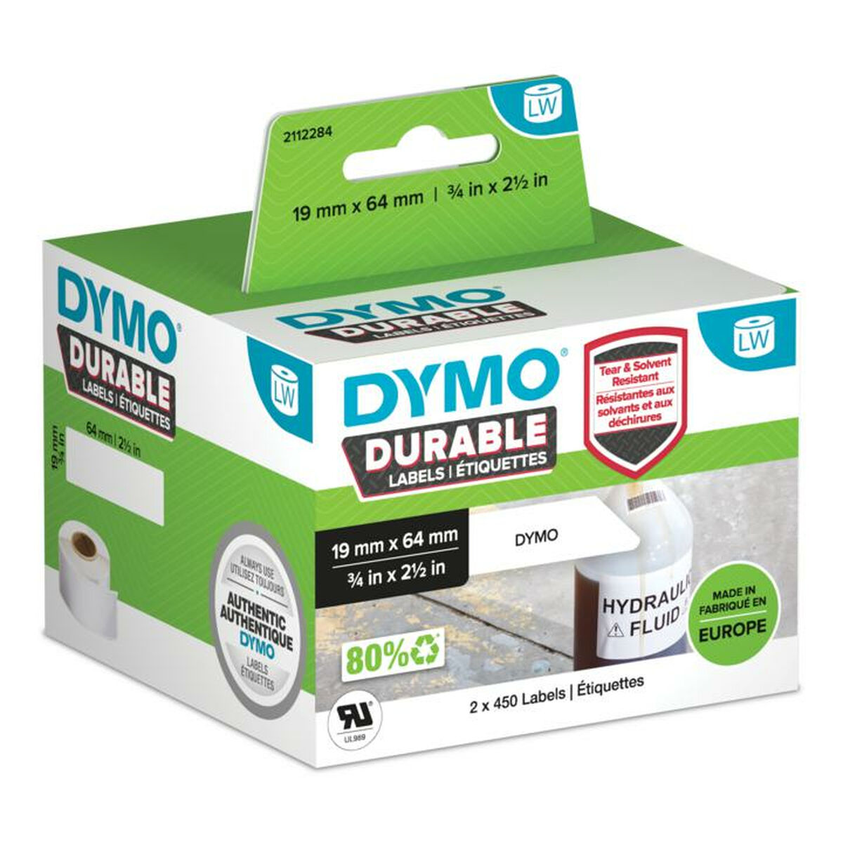 Ruller med etiketter Dymo 2112284 Hvid polypropylen
