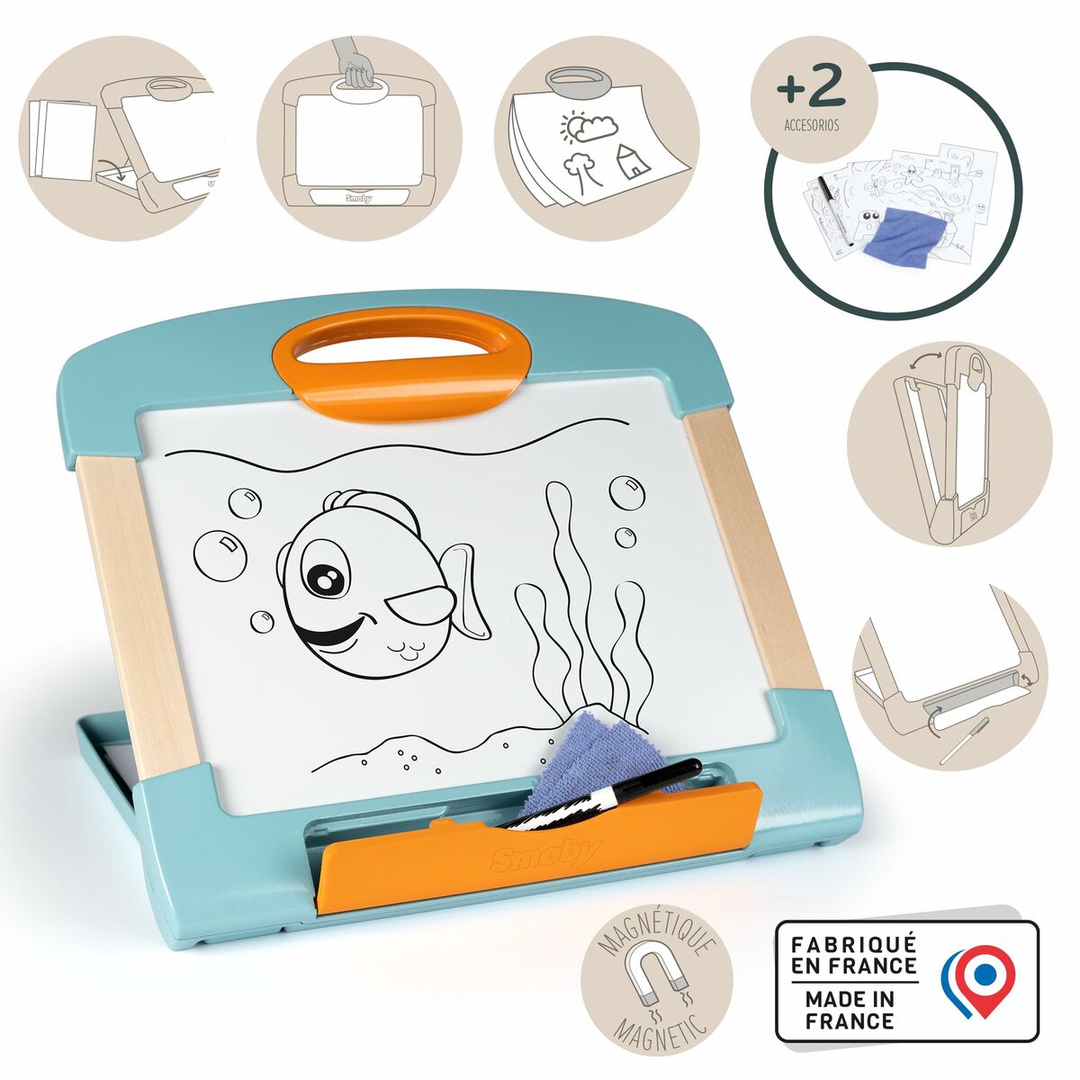 Magisch Schoolbord Smoby Magnetic modulo slate Wit Hout