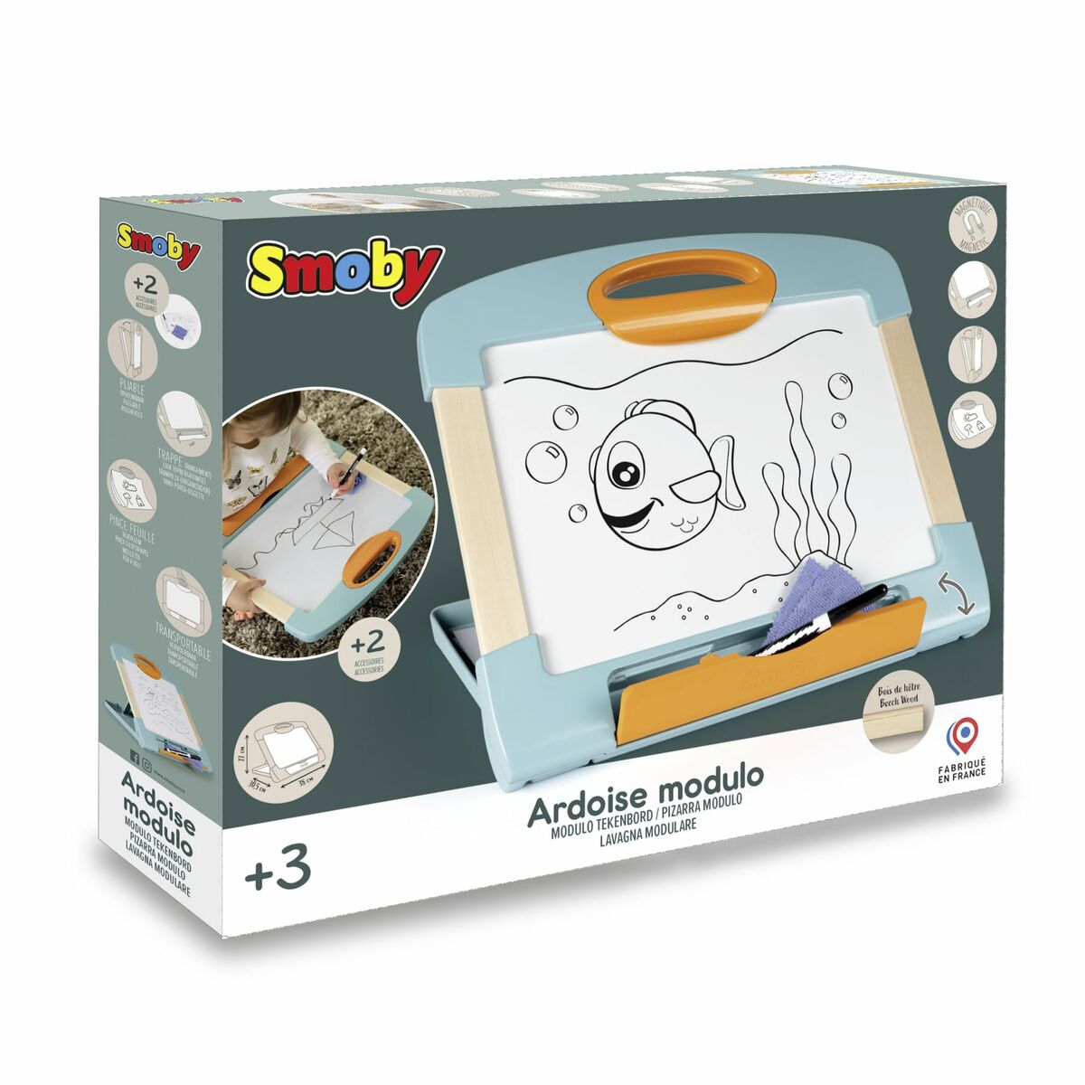 Magisch Schoolbord Smoby Magnetic modulo slate Wit Hout