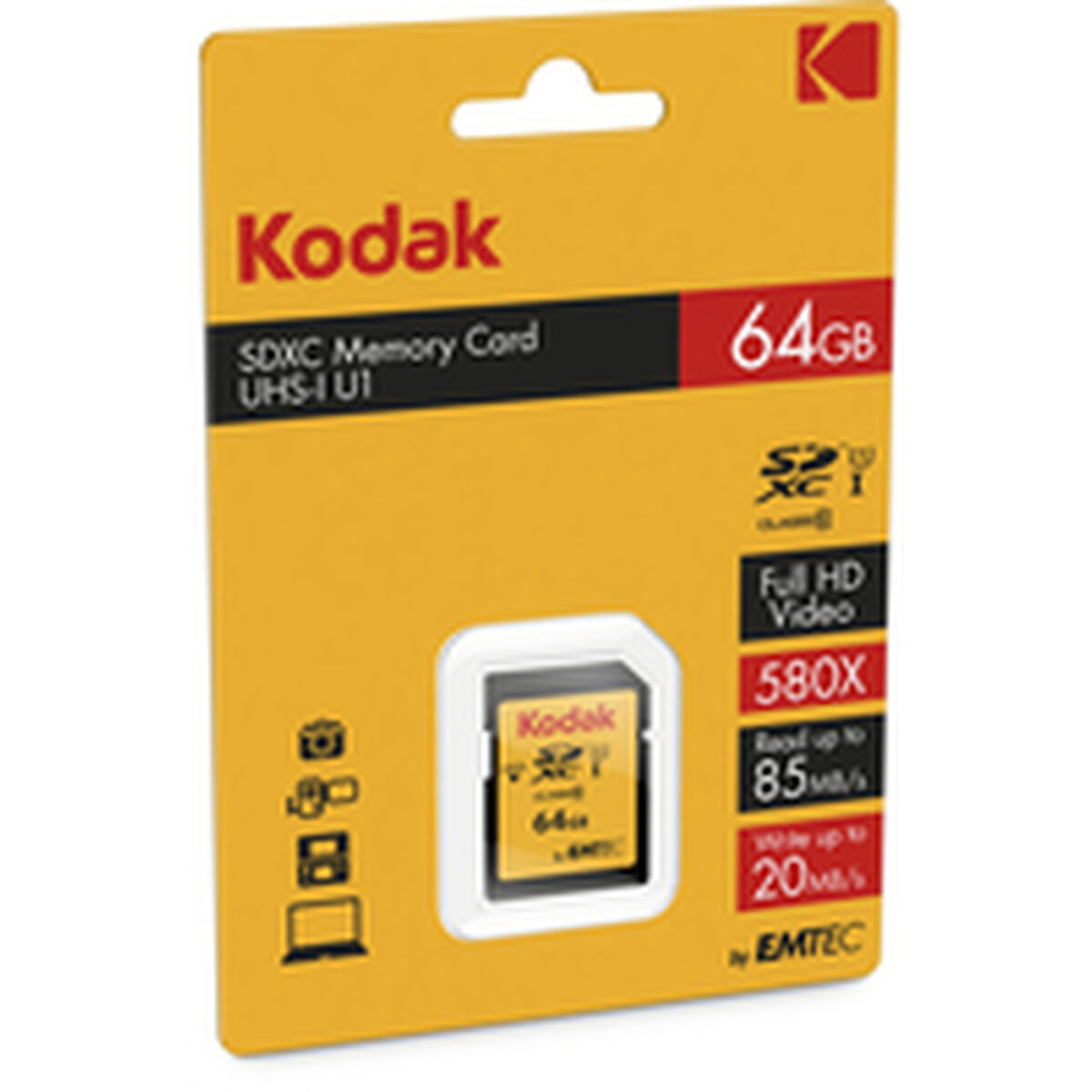 Afbeeldingen van Micro SD Memory Card with Adaptor Kodak EKMSD64GXC10K 64 GB