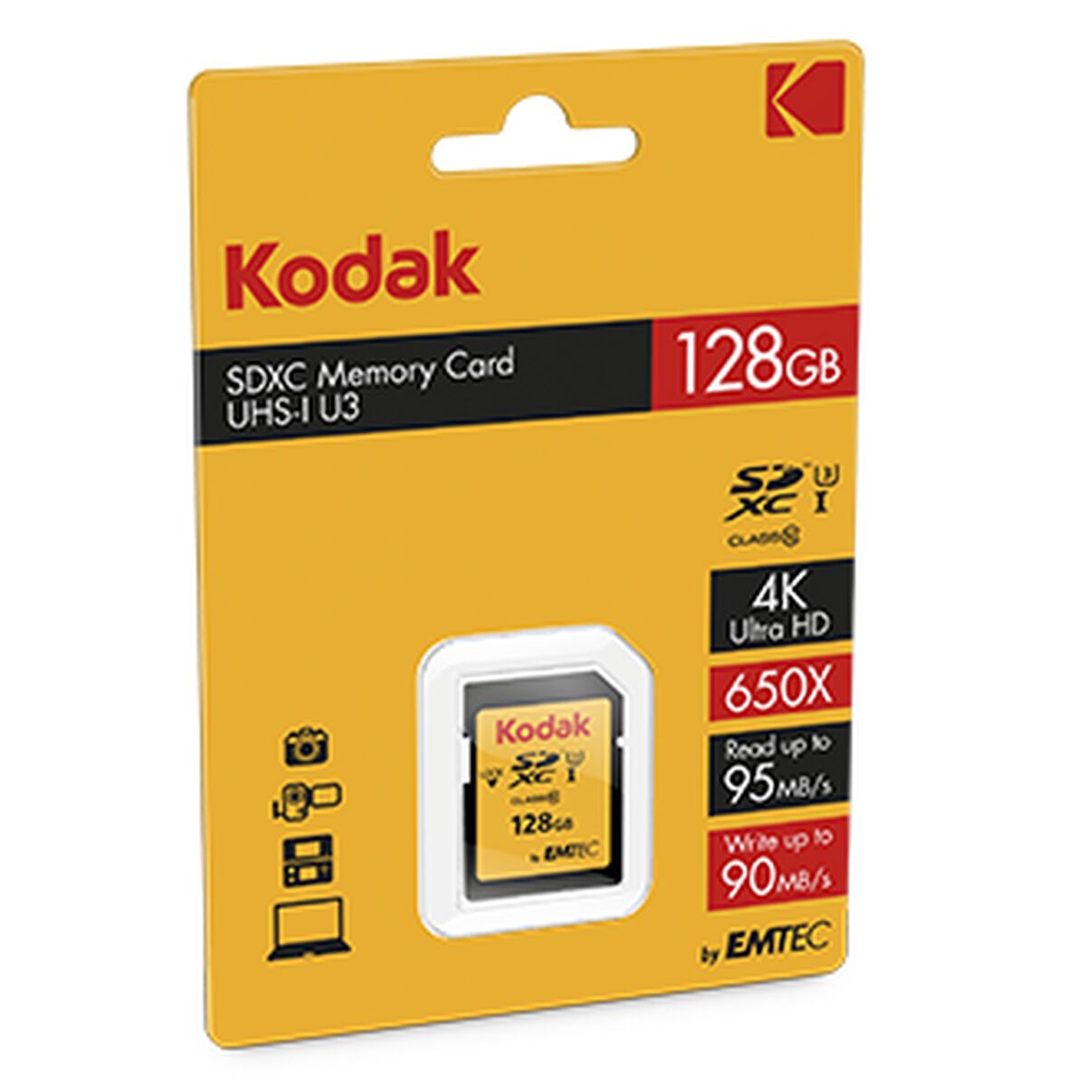 Afbeeldingen van Micro SD Memory Card with Adaptor Kodak EKMSD128GXC10HPRK 128 GB