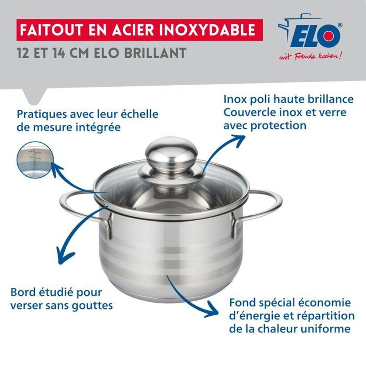 Saucepans Fackelmann Elo Brillant Steel 1,75 L 1,25 L 2 Pieces, view 3