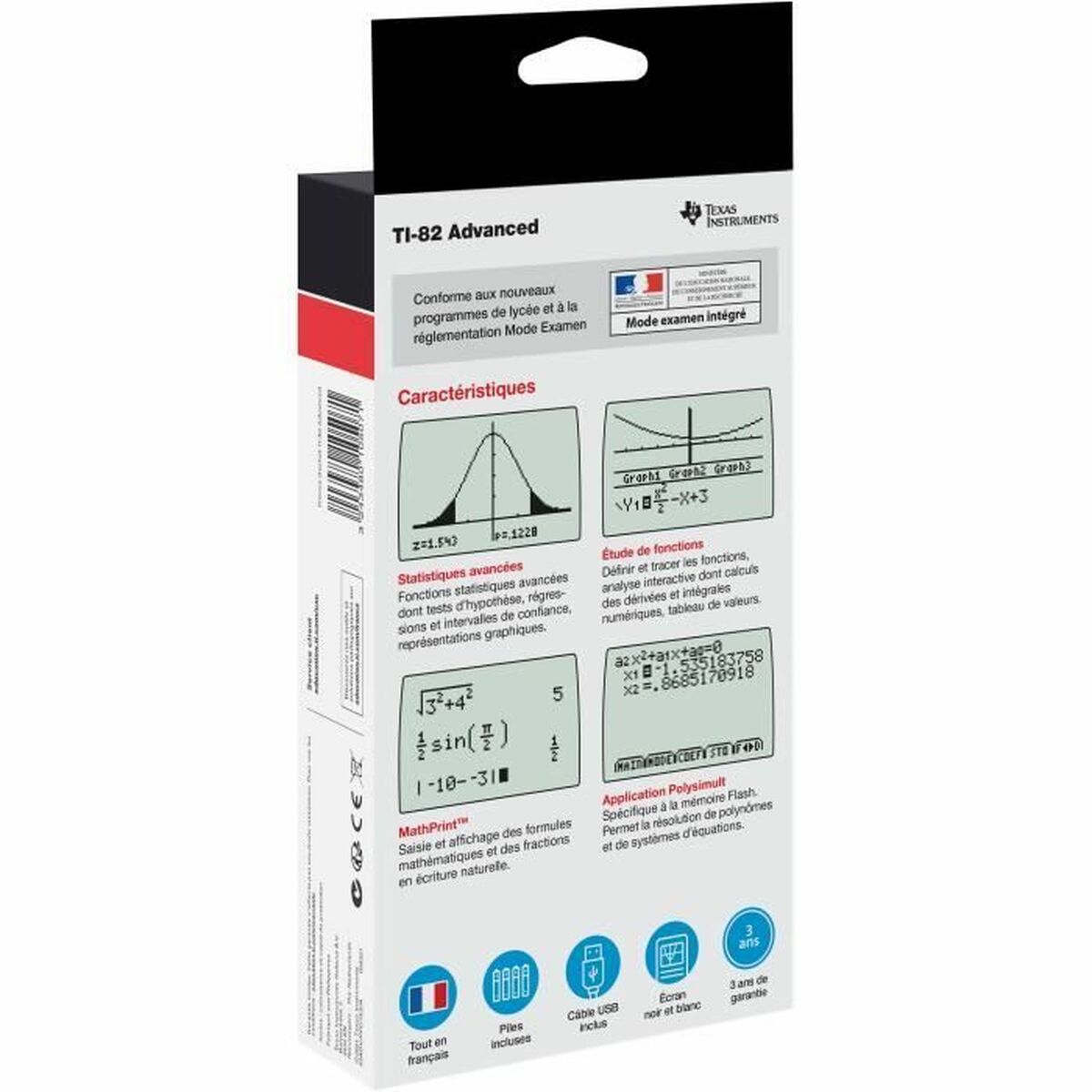 Wetenschappelijke rekenmachine Texas Instruments Zwart 11 x 5 x 25 cm