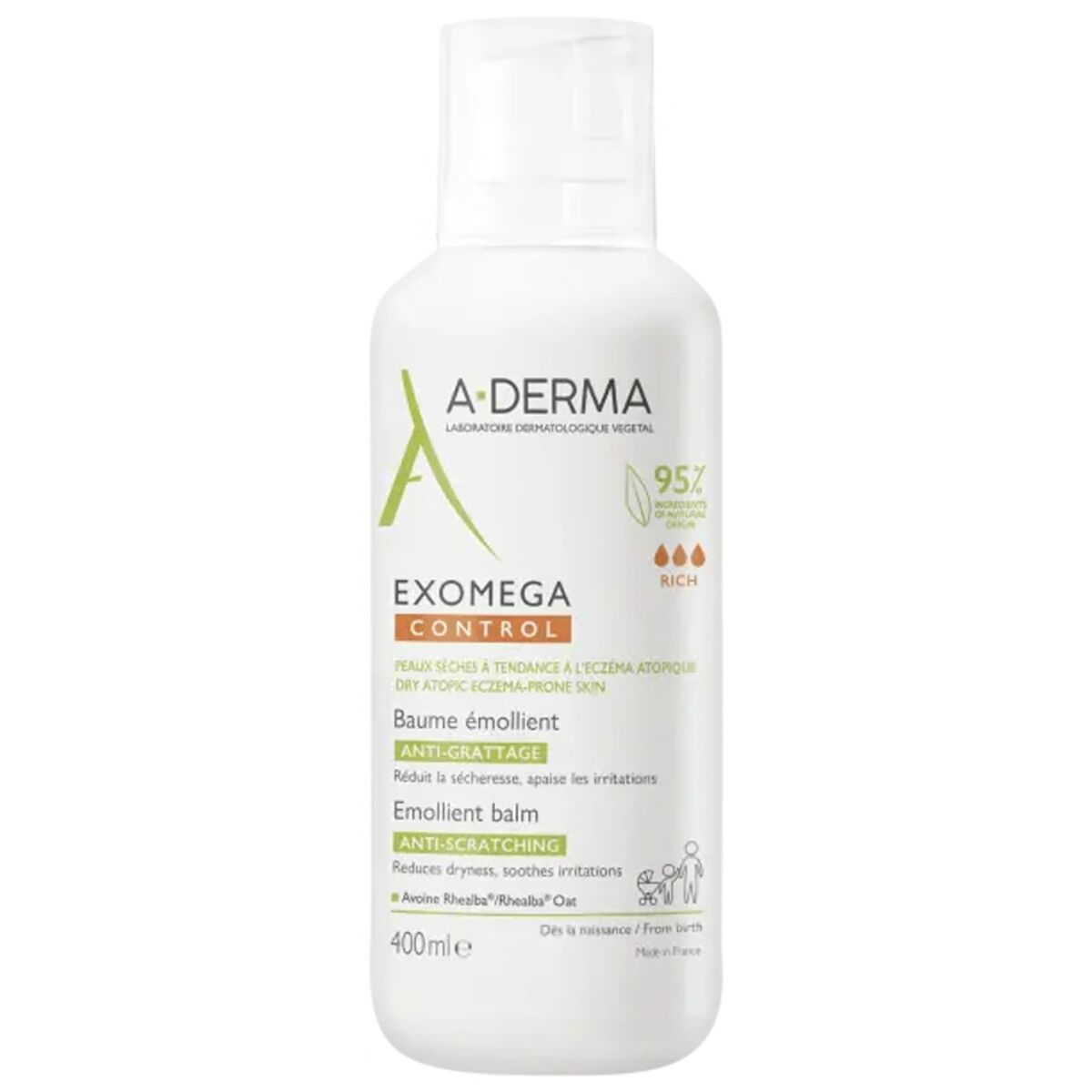 Émulsion corporelle relaxante A-Derma Exomega Control Baume 400 ml