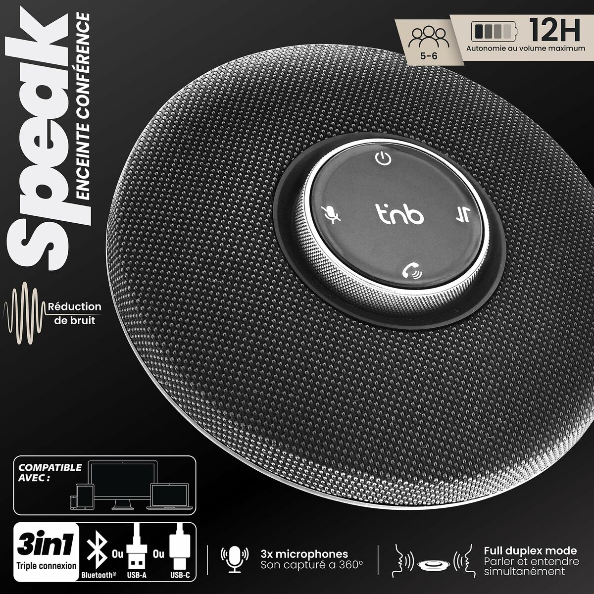 Afbeeldingen van Portable Bluetooth Speakers T'NB CFSPEAKERBT Black