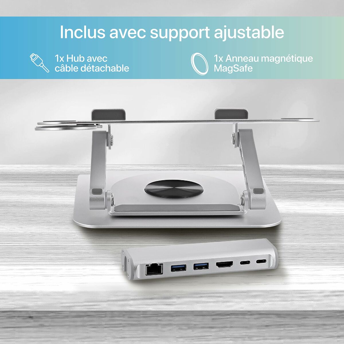 Afbeeldingen van Notebook Stand T'NB iClick Metal Modern 360º rotation