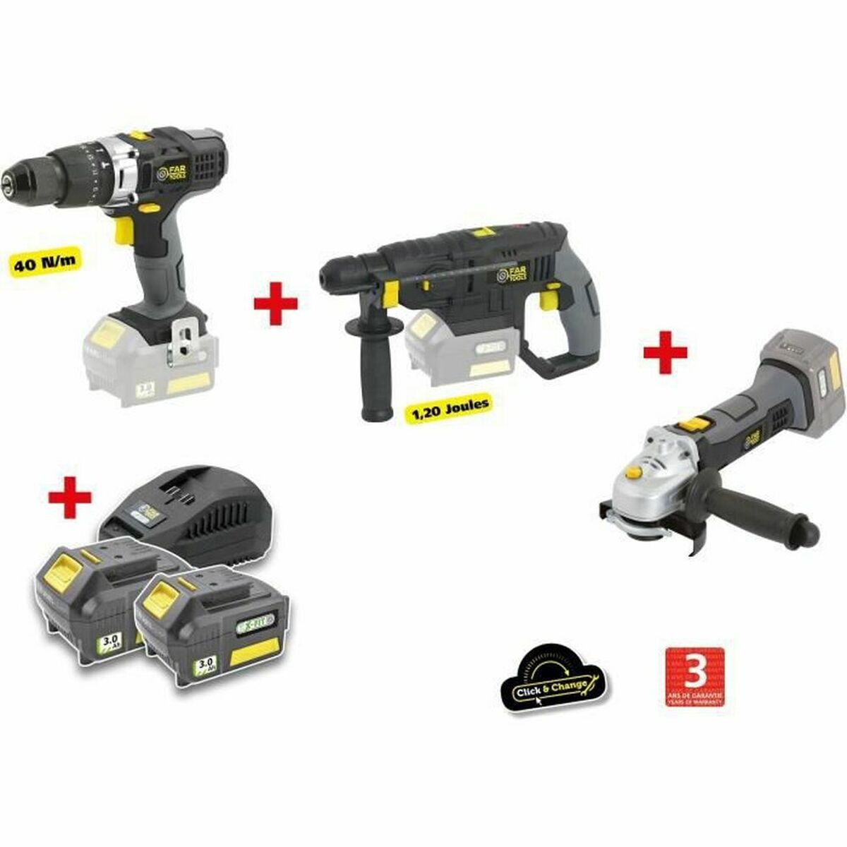 Set trapano e accessori Fartools 18 V 40 Nm