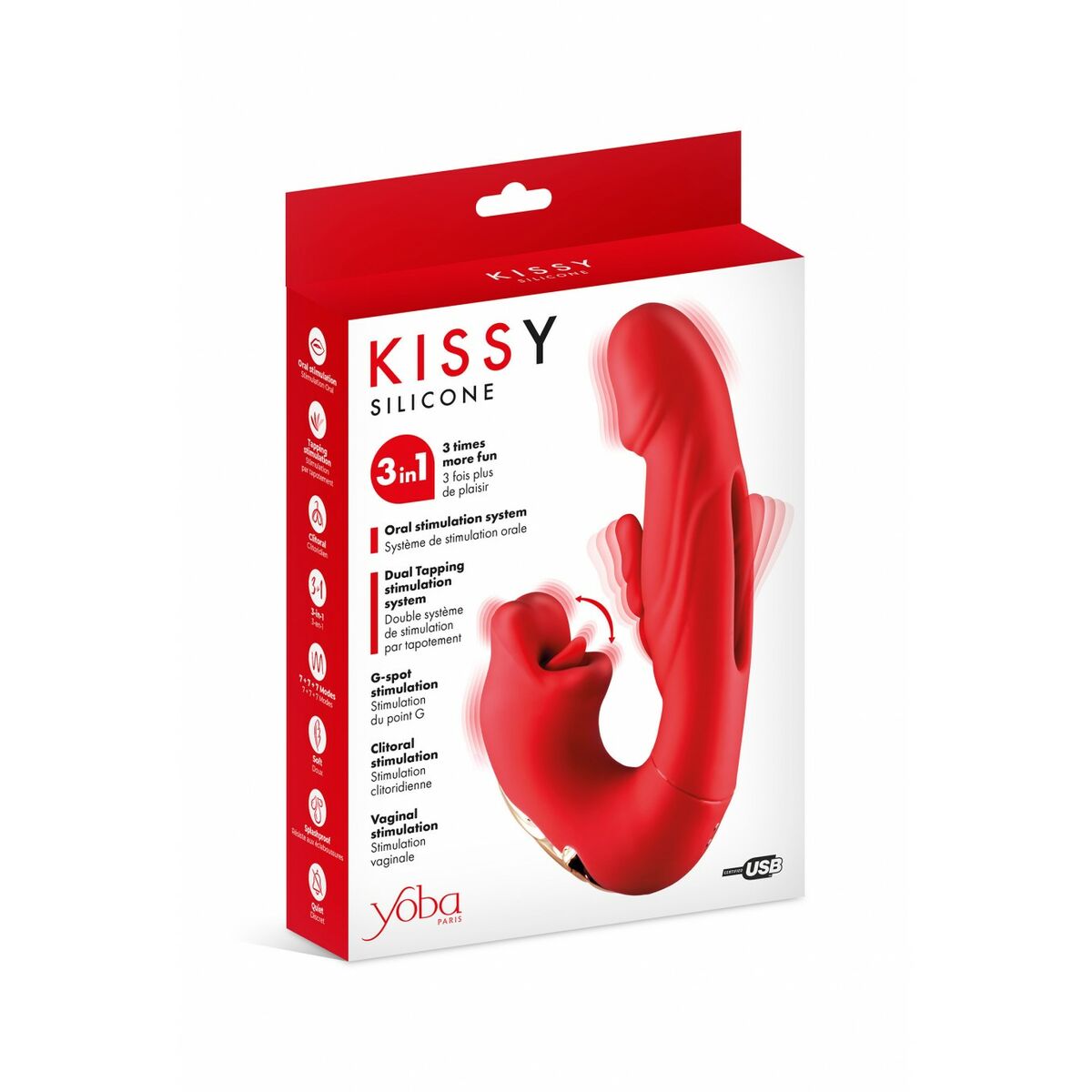 Vibrátor pro dvojici Dual Stimulation Yoba Kissy  Červený