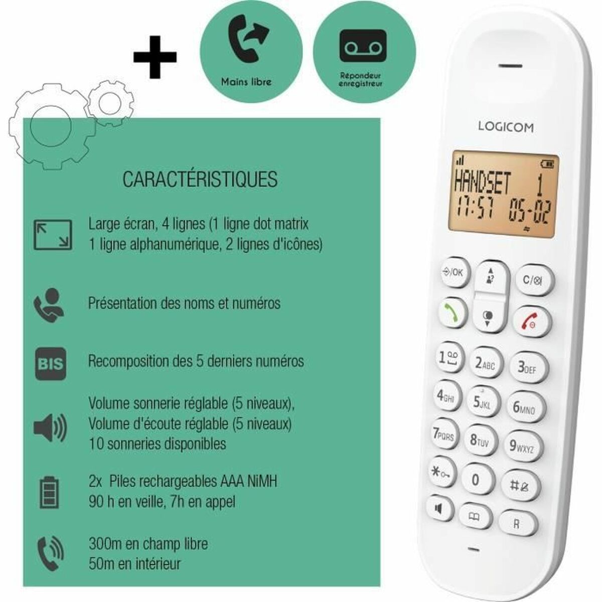 Picture of Wireless Phone Logicom DECT ILOA 155T SOLO White