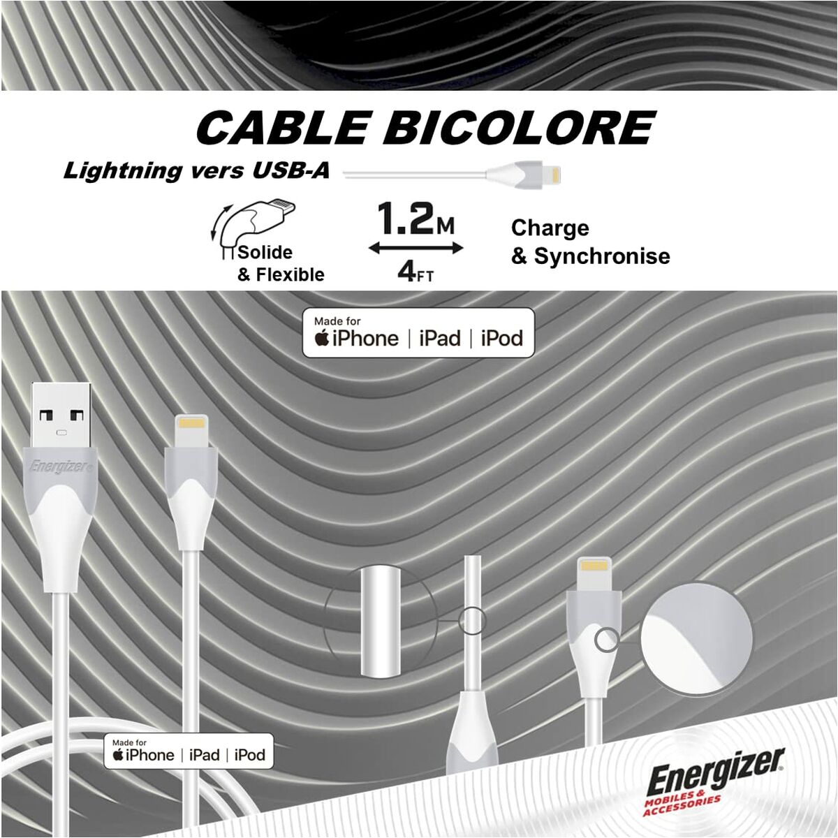 Image secondaire de Câble Lightning Energizer C610LGWH