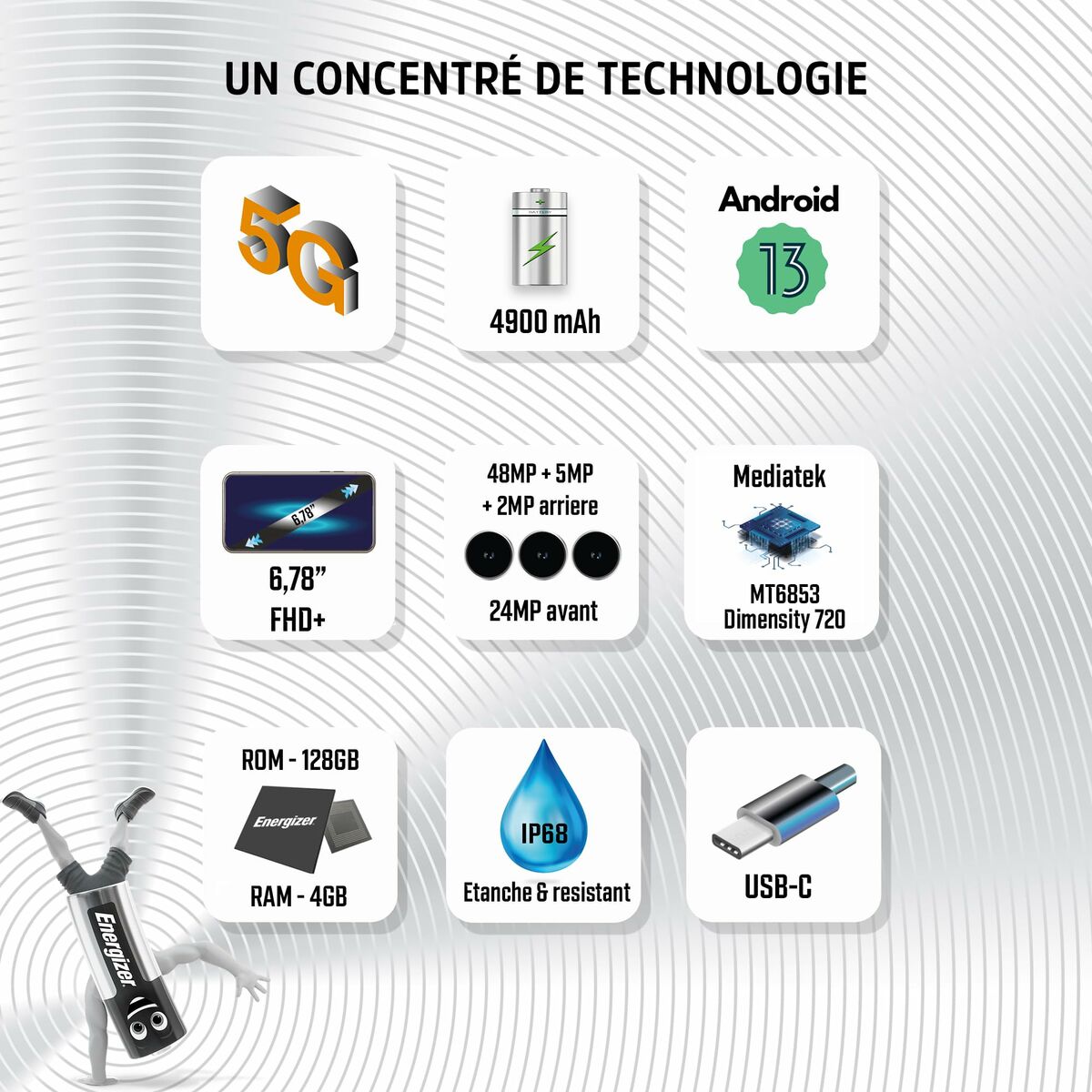 Image secondaire de Téléphone portable pour personnes âgées Energizer H67GEU Octa Core 4 GB RAM 128 GB Noir 6,78