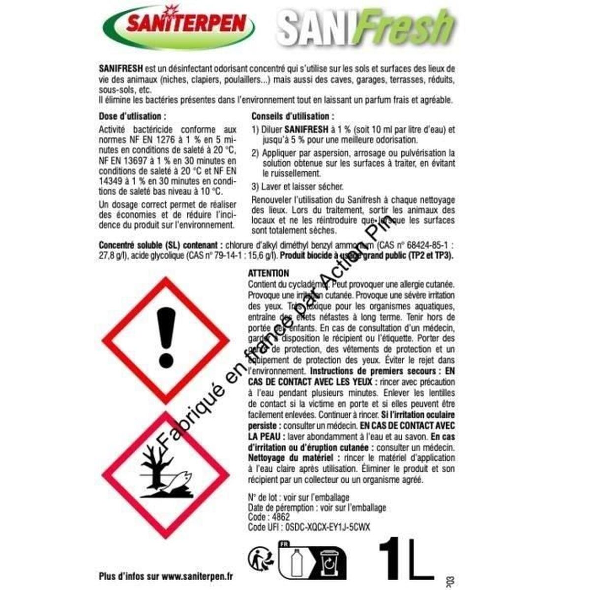 Ontsmettingsmiddel Saniterpen 1 L