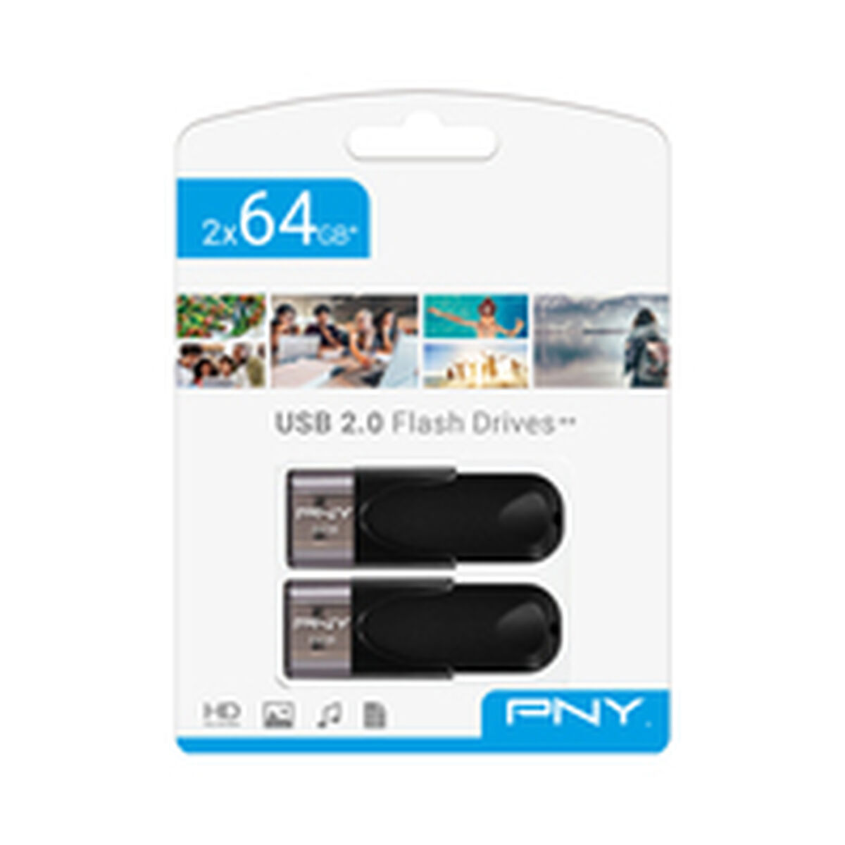 Picture of USB stick PNY FD64GATT4X2-EF Black 64 GB (2 Units)
