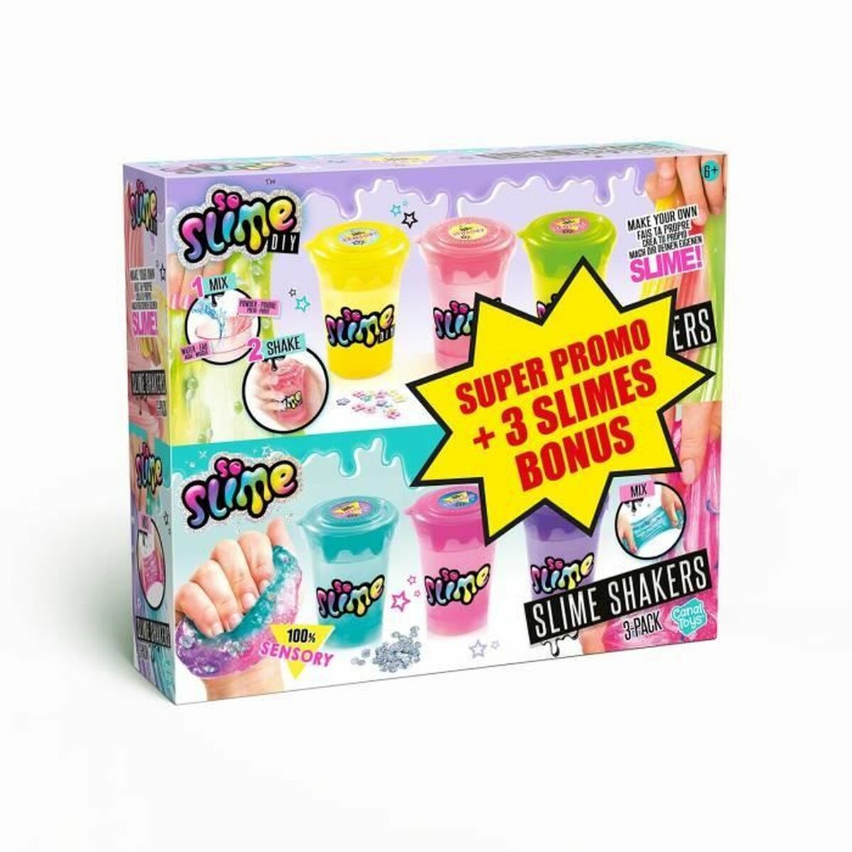 Plasticine Spel Canal Toys Agitadores de slime 3 + 3 extra