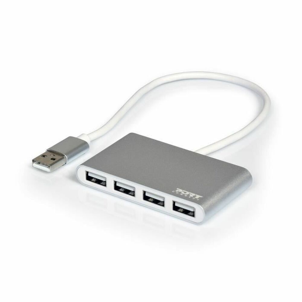 Hub USB 4 Ports Port Designs 900120 Argenté Blanc/Gris