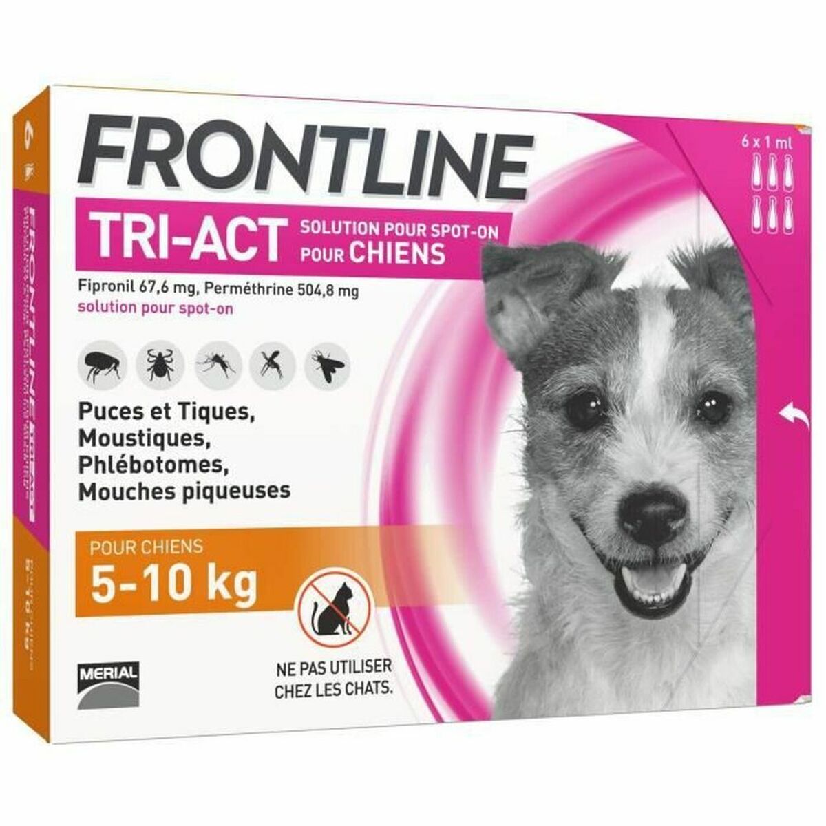 Pipette pour chien Frontline Tri-Act 5-10 Kg 6 Unités