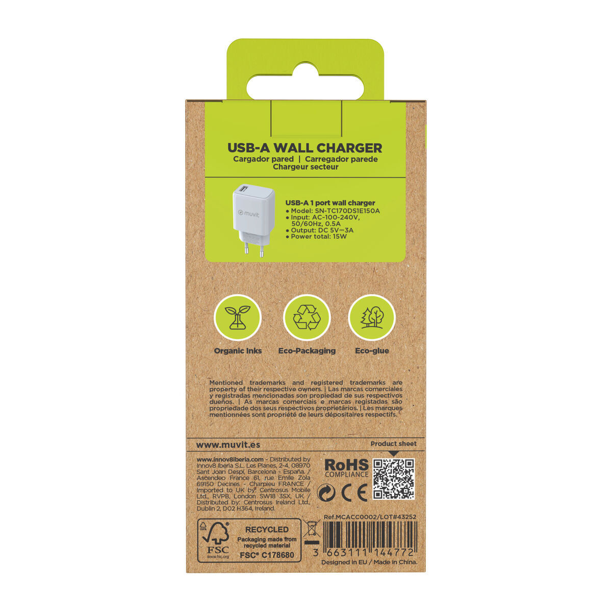 Picture of Wall Charger Muvit MCACC0002 15 W White