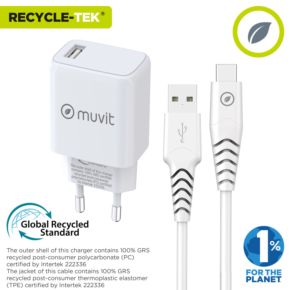 Obrazek Wall Charger Muvit White 12 W