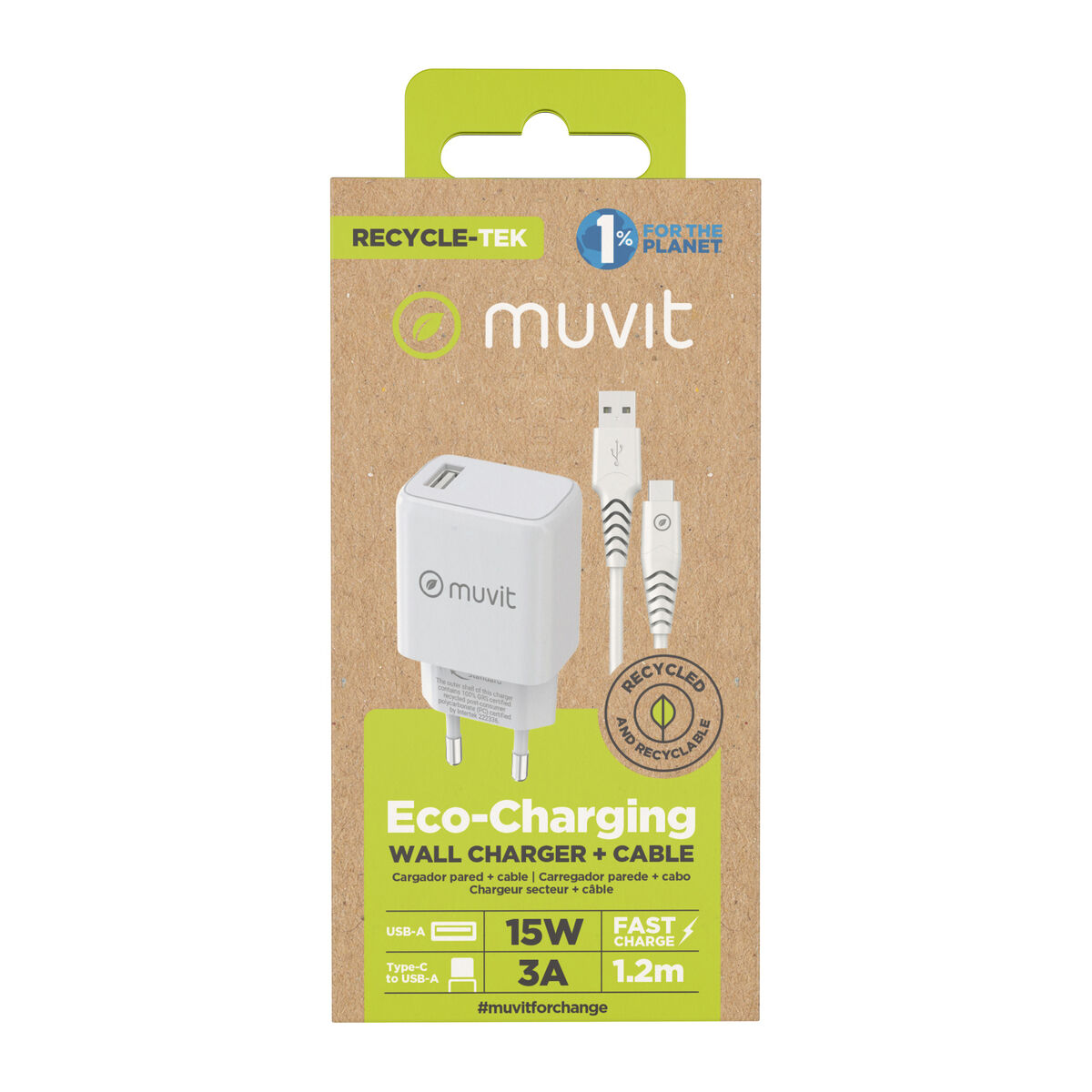 Obrazek Wall Charger Muvit White 12 W