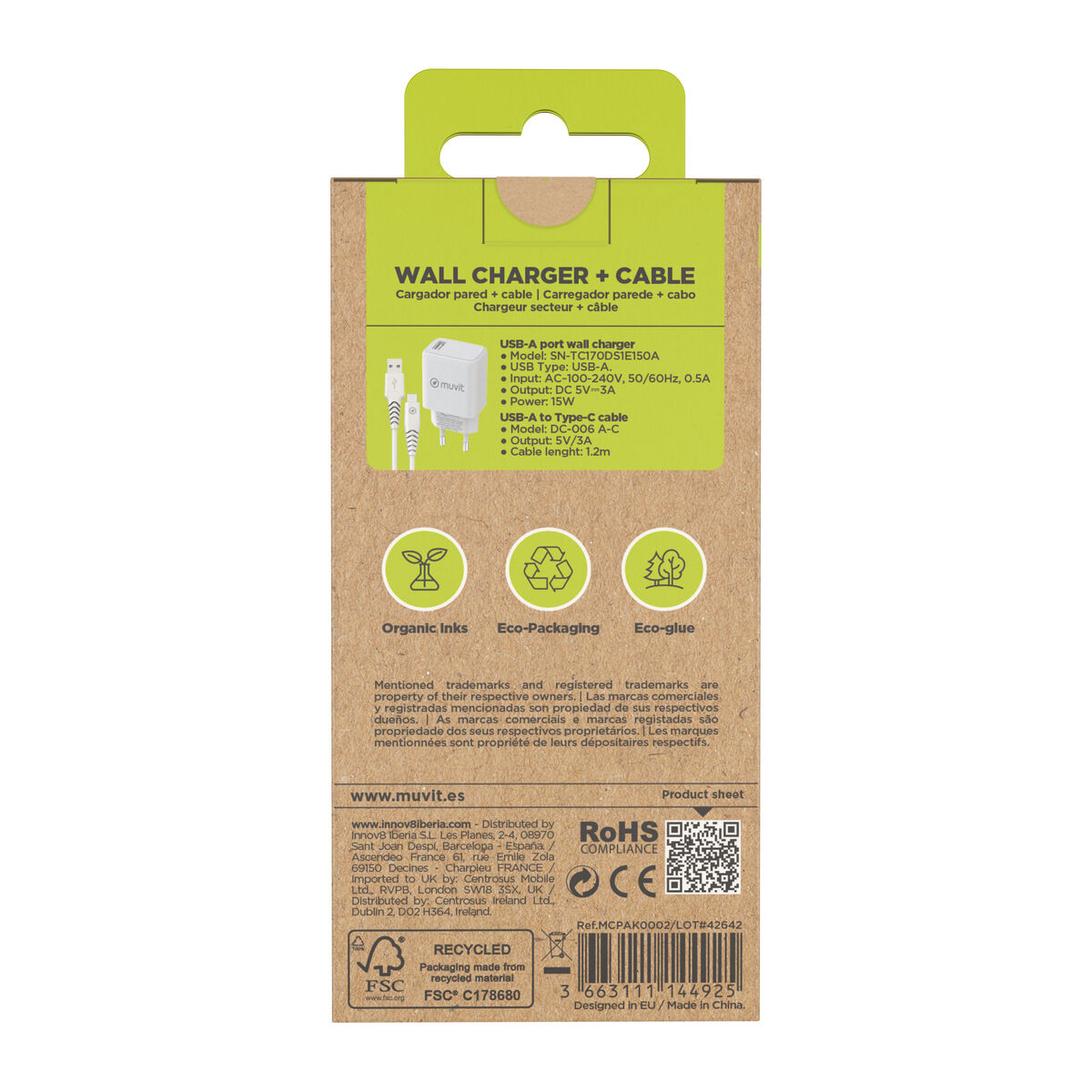 Obrazek Wall Charger Muvit White 12 W