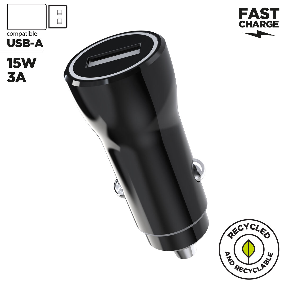 Bild von Car Charger Muvit Black 12 W