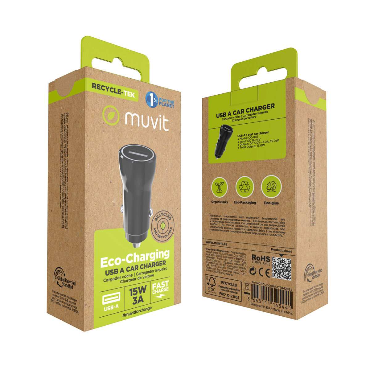 Bild von Car Charger Muvit Black 12 W