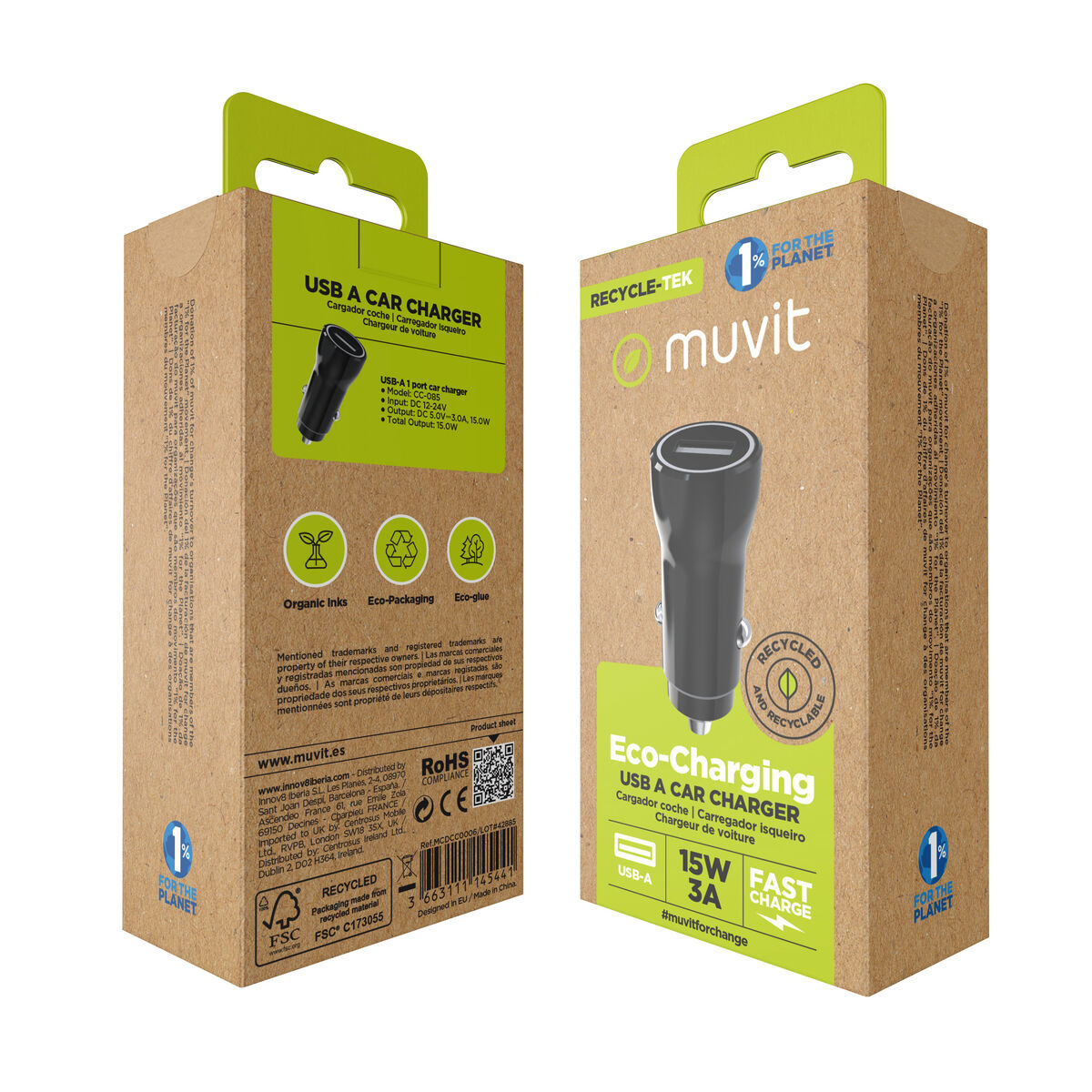 Bild von Car Charger Muvit Black 12 W