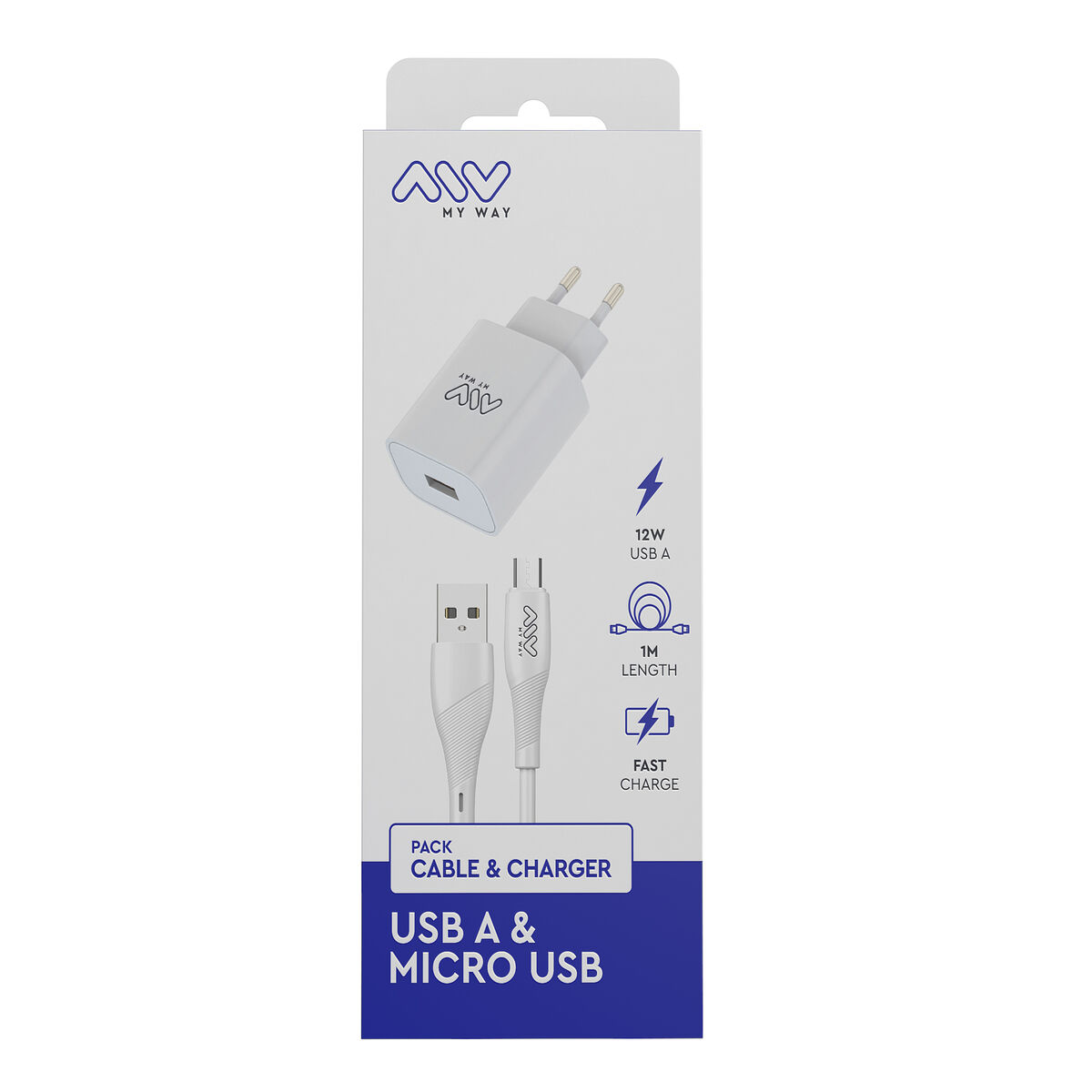 Picture of Wall Charger + USB A to USB-C Cable Myway White 12 W
