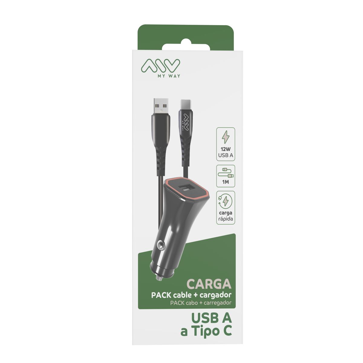 Obrazek Car Charger Myway 1,2 m Black