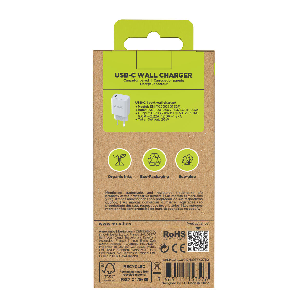 Bild von Wall Charger Muvit White 20 W