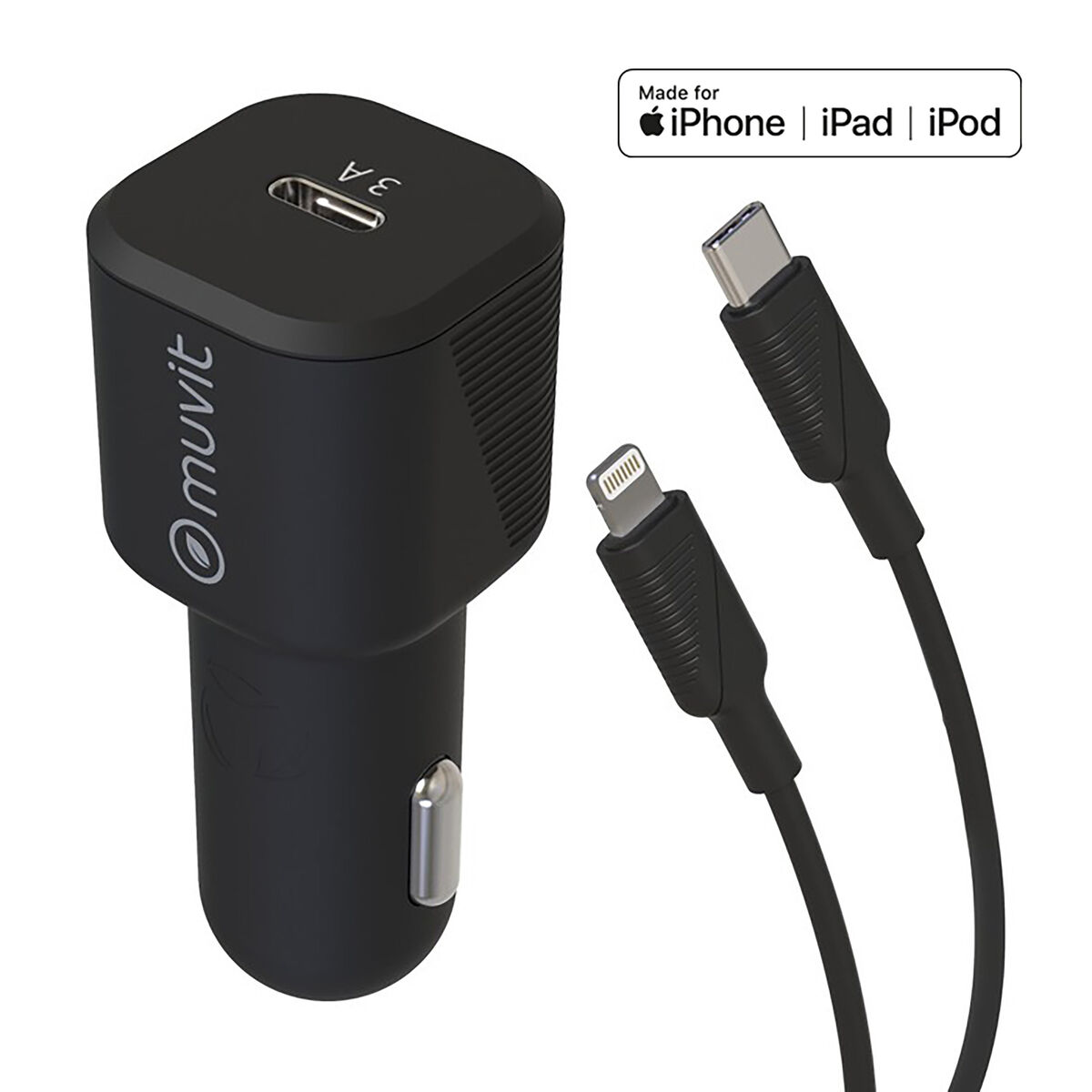 Obrazek Car Charger Muvit for Change 1 m Black