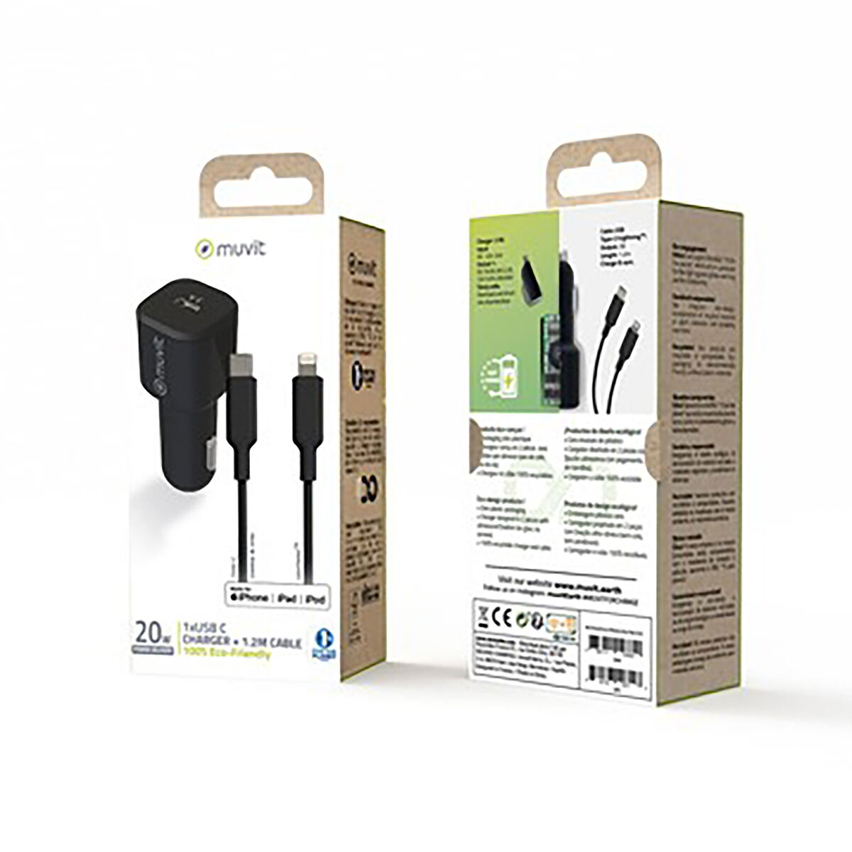 Obrazek Car Charger Muvit for Change 1 m Black