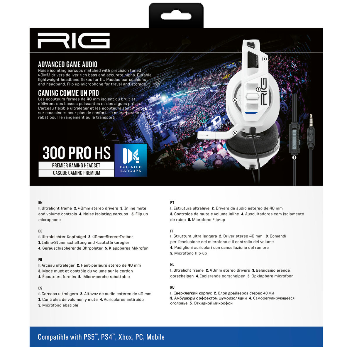 Gaming Headset with Microphone Nacon RIG 300 PRO HS White
