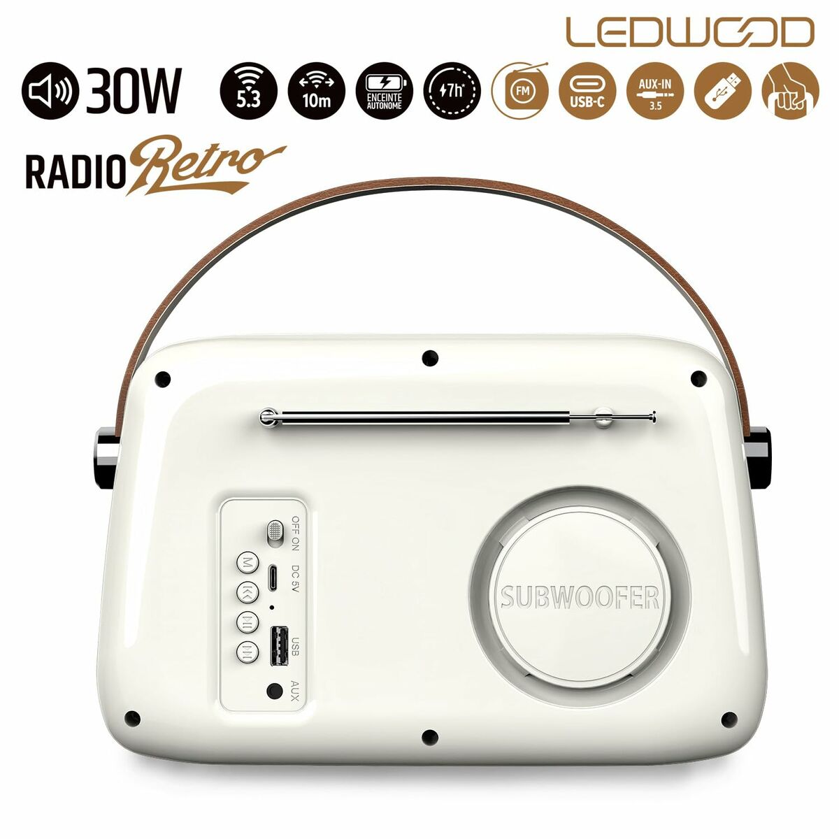 Picture of Transistor Radio Ledwood ALMA BLANCO White 30 W
