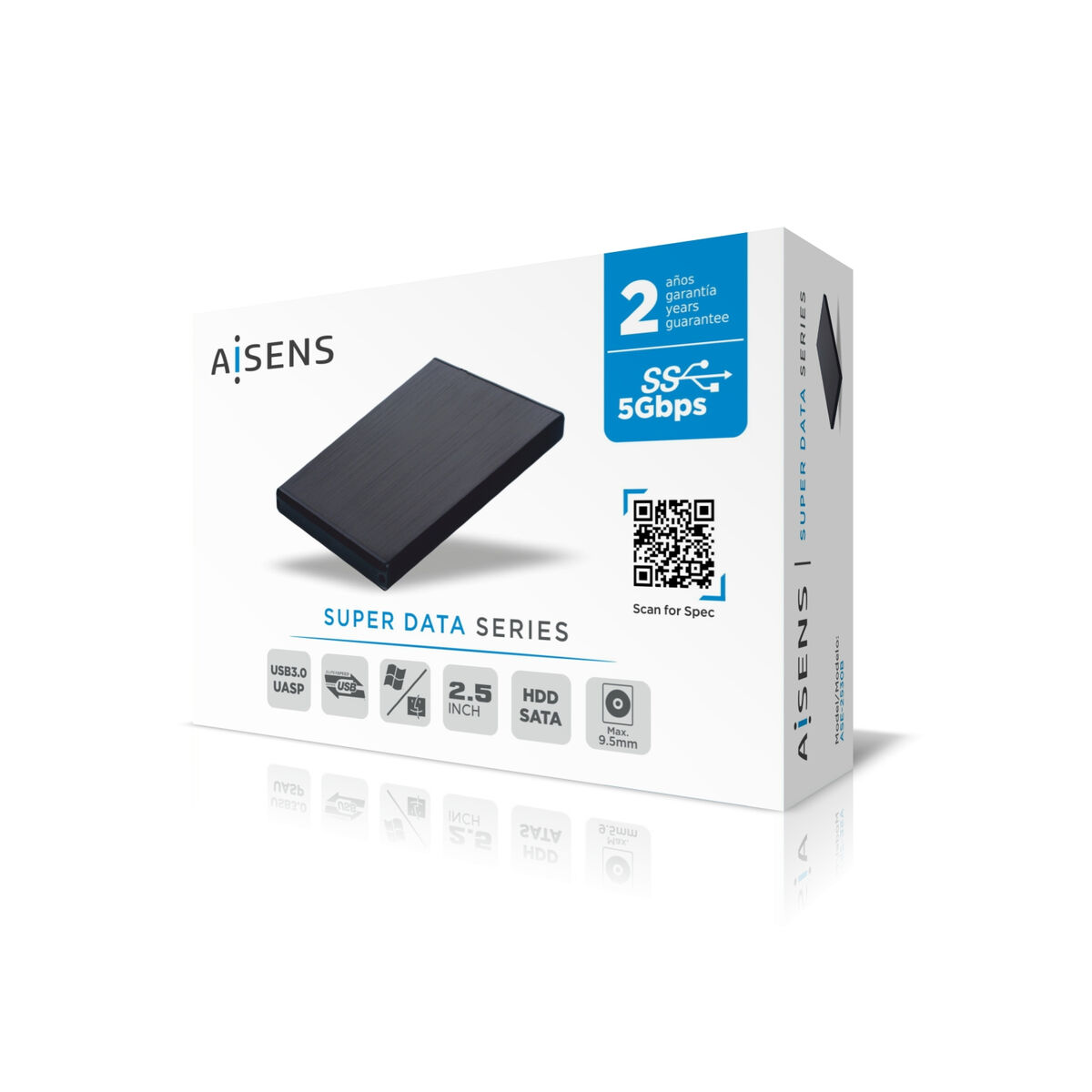 Externe Doos Aisens ASE-2530B Zwart 2,5