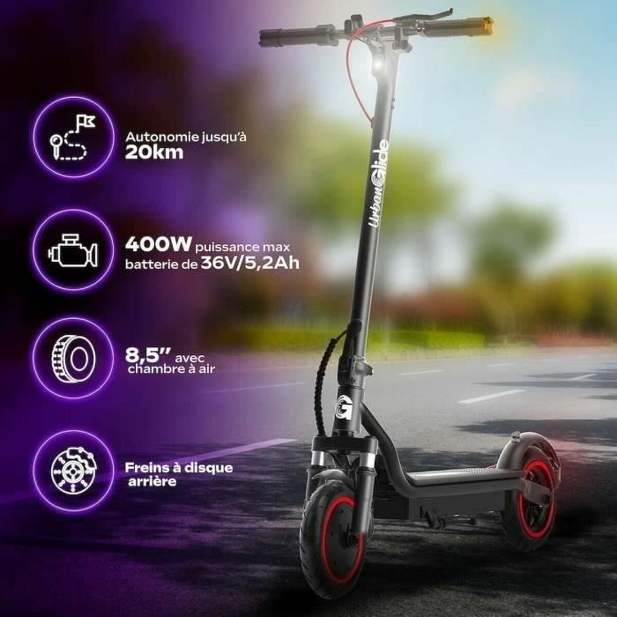 Afbeeldingen van Electric Scooter Urbanglide 85 PLUS Black 350 W 25 km/h